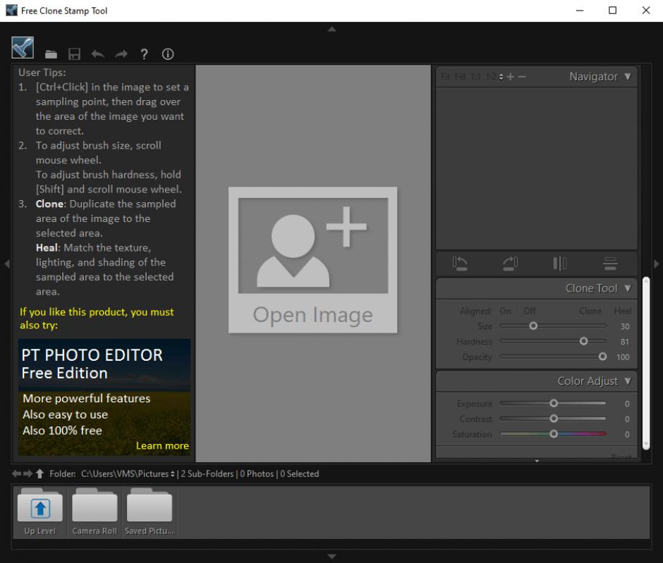 Free Clone Stamp Tool main screen