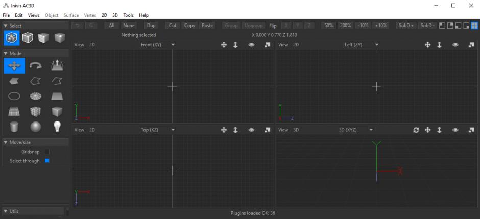 Inivis AC3D main screen