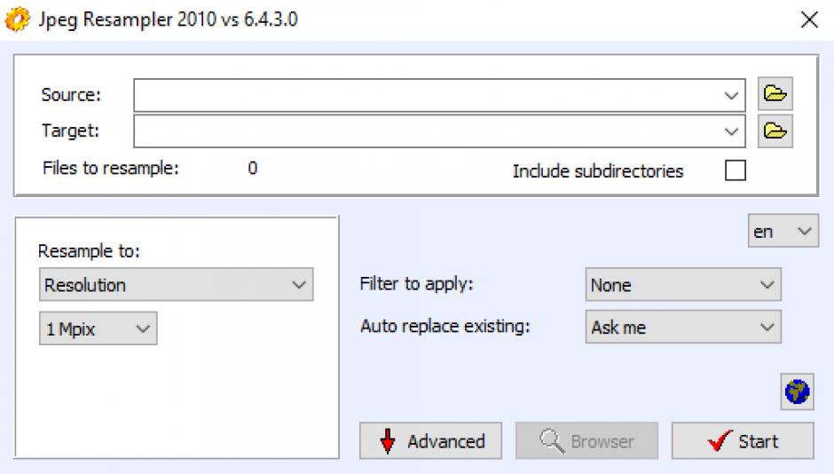 Jpeg Resampler 2010 main screen