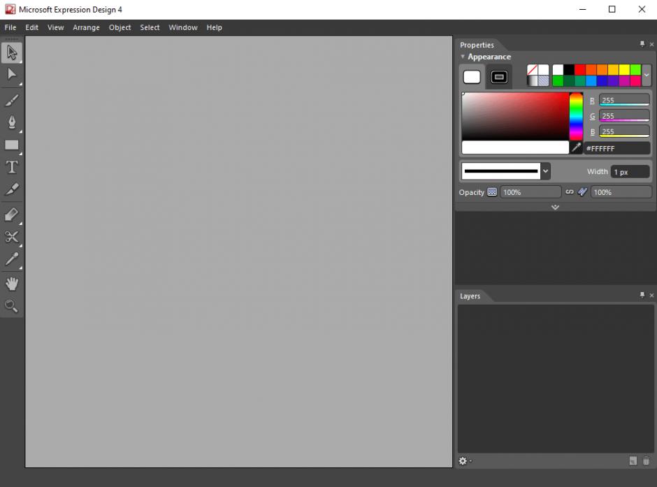 Microsoft Expression Design main screen