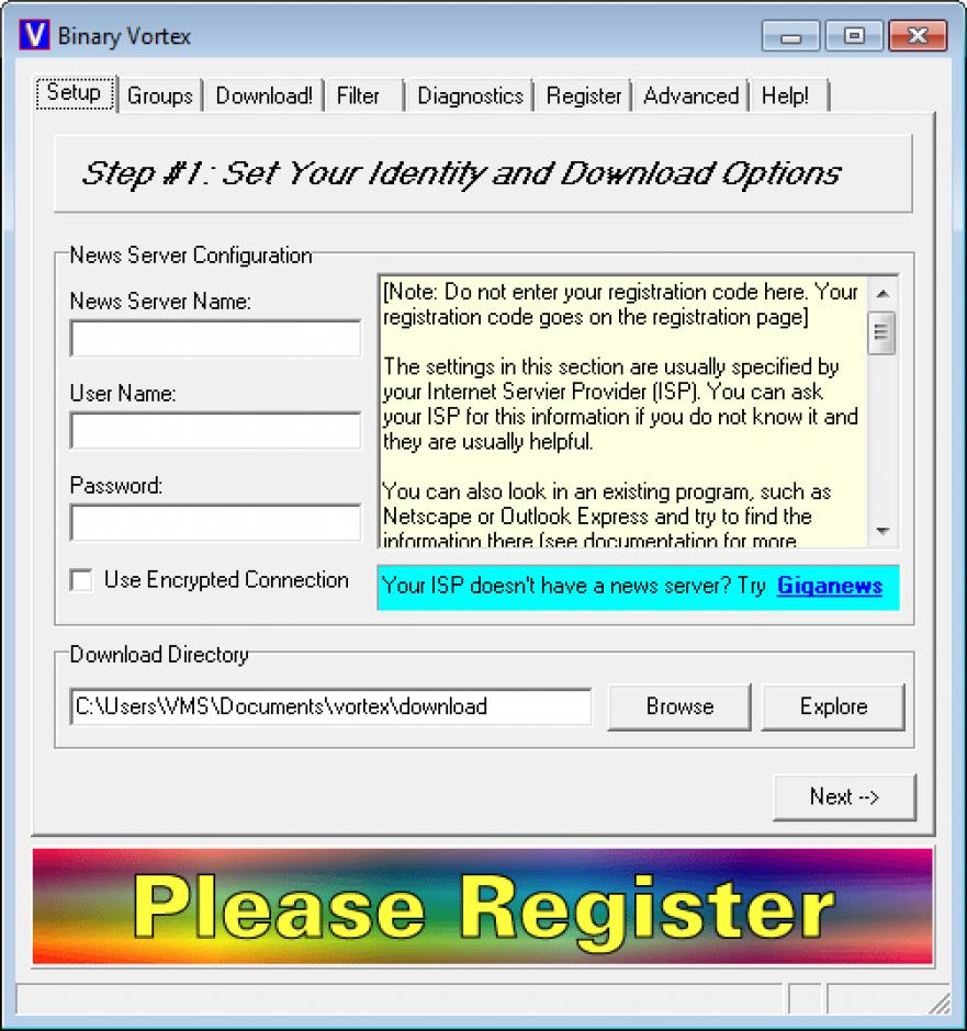 screenshot of program