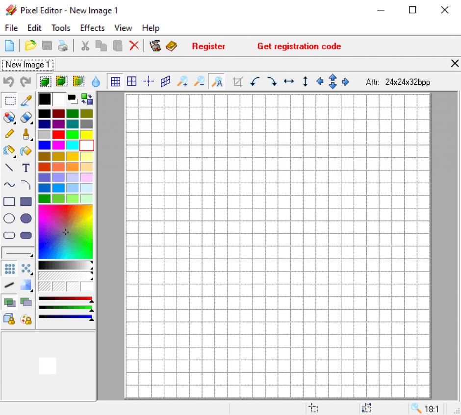 Pixel Editor main screen
