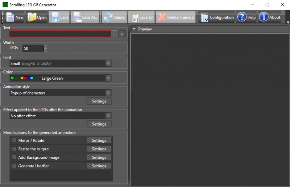 Scrolling LED Gif Generator main screen