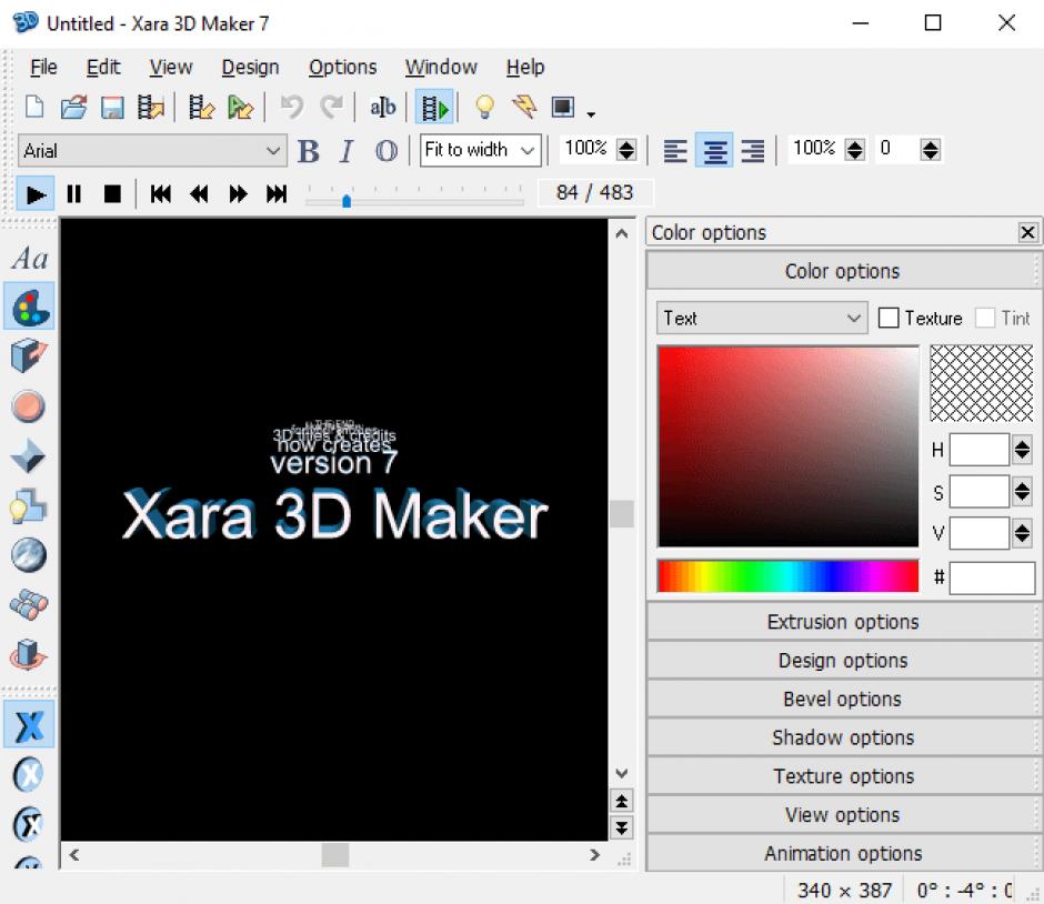 Xara 3D Maker main screen