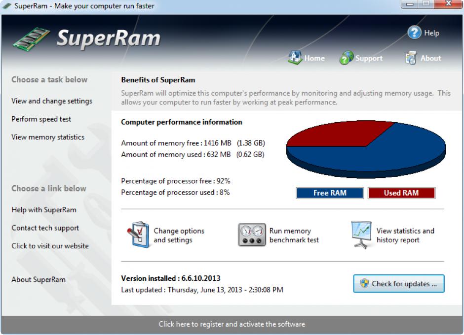 Superram main screen