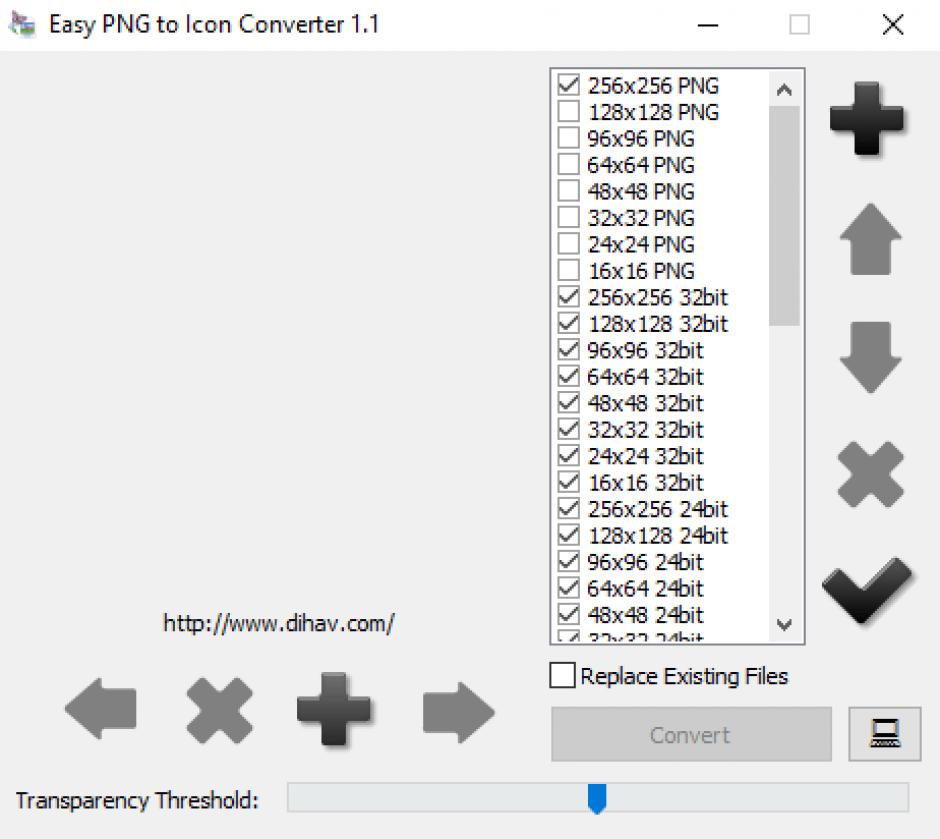 Easy PNG to Icon Converter main screen