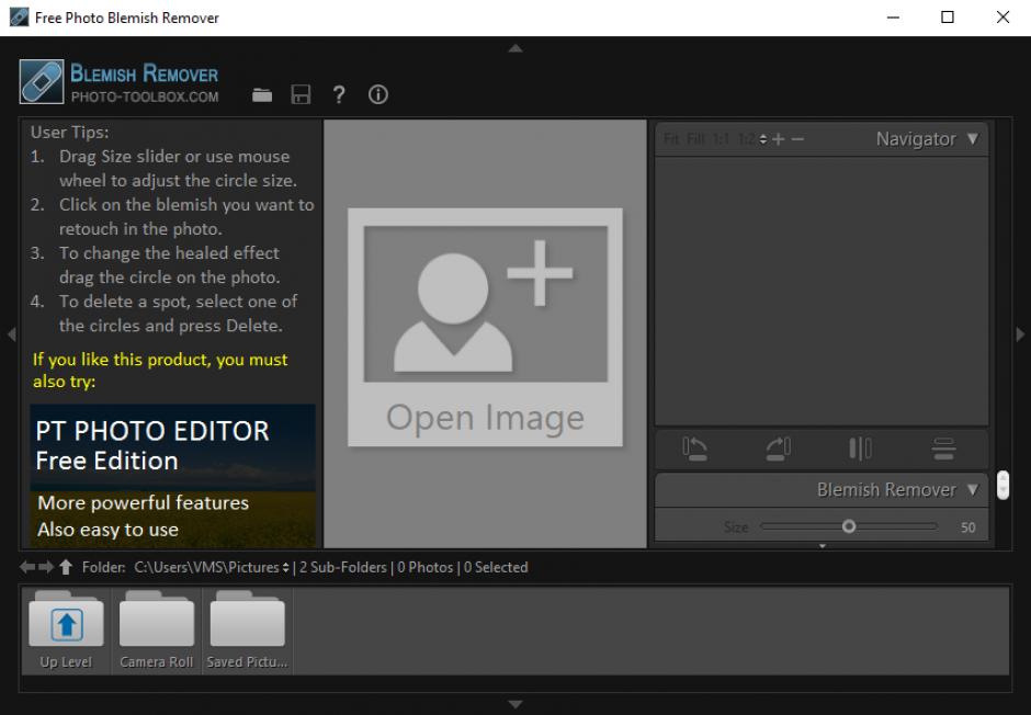 Free Photo Blemish Remover main screen