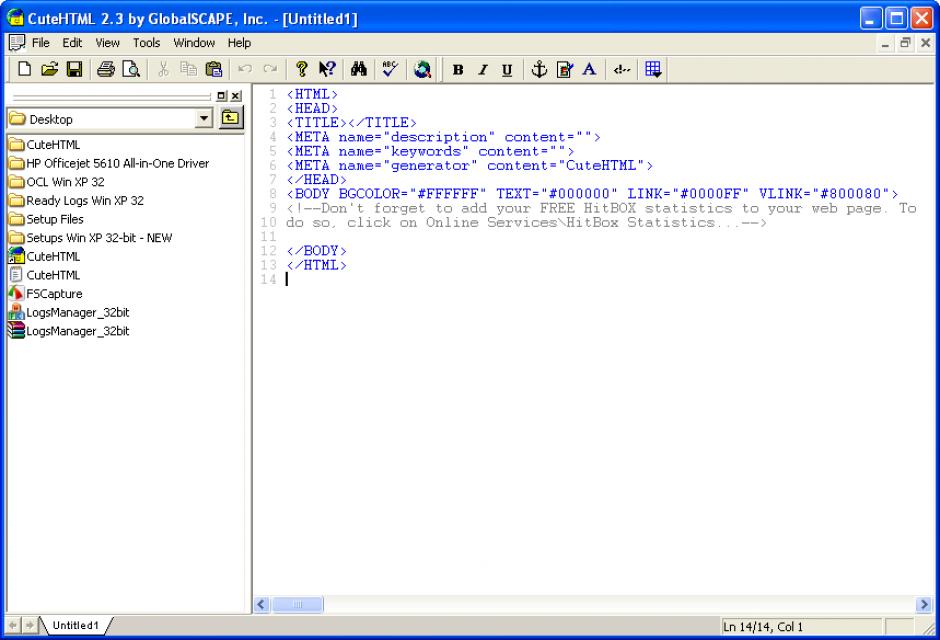 screenshot of program