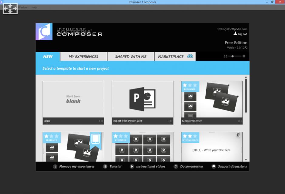 IntuiFace Composer main screen