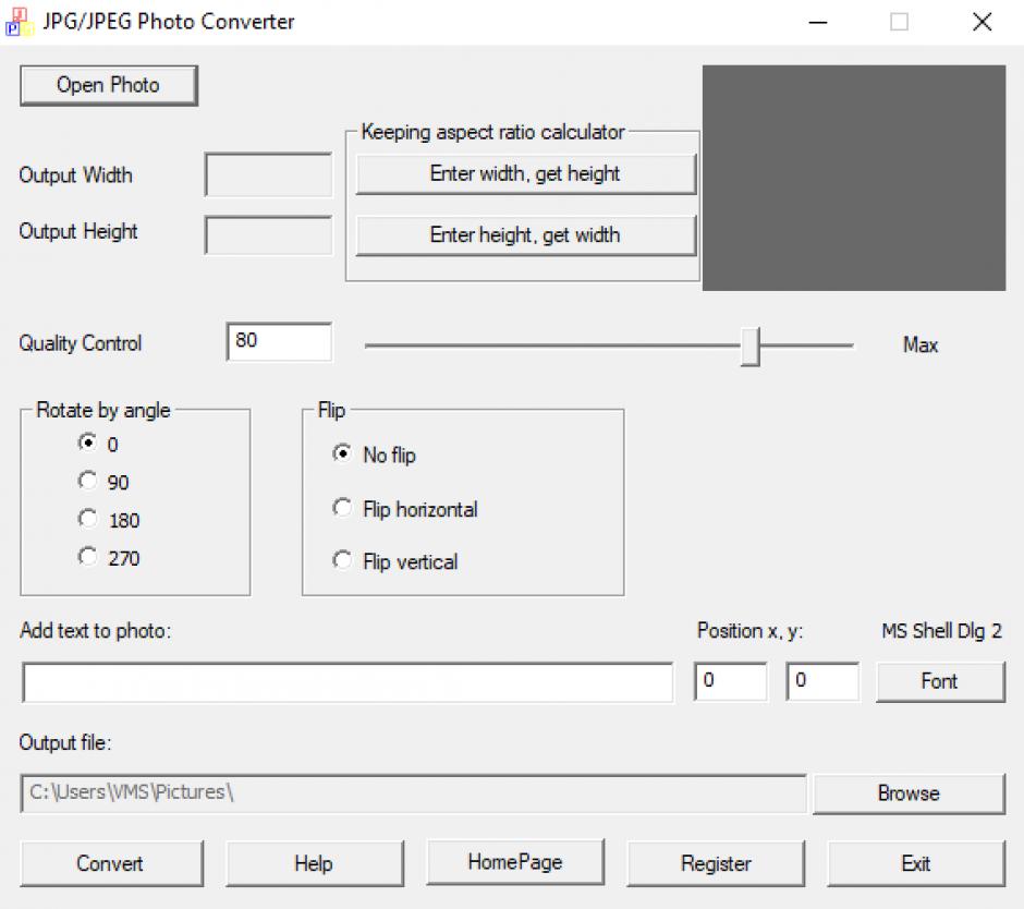 JPGJPEG Photo Converter main screen