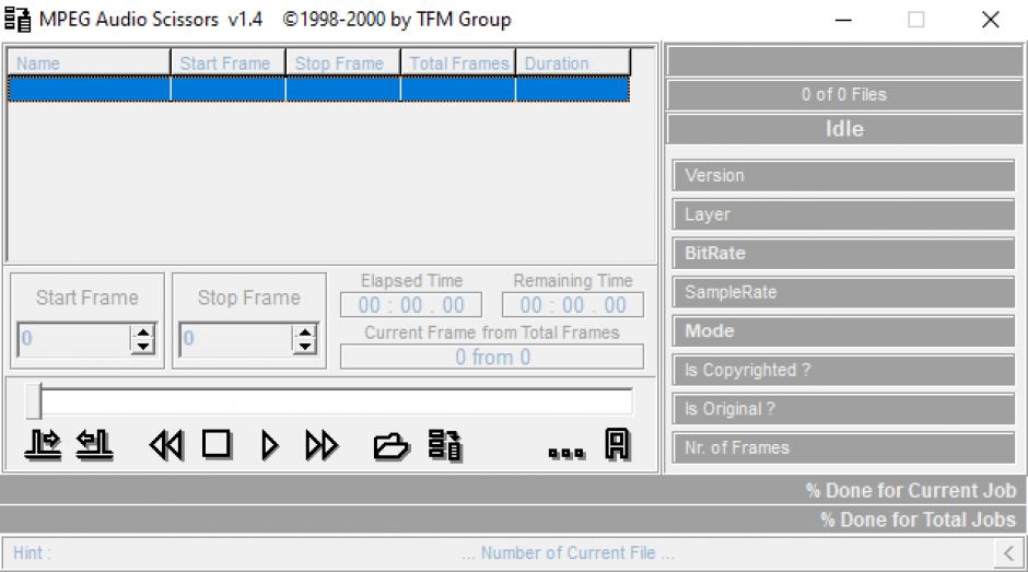 MPEG Audio Scissors main screen