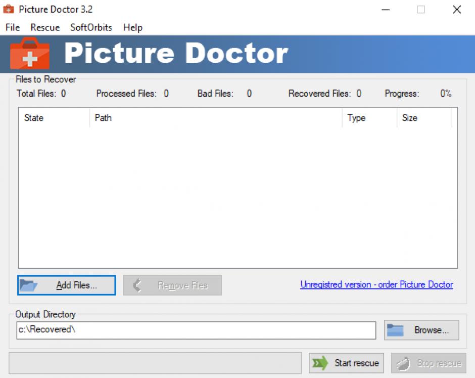 Picture Doctor main screen