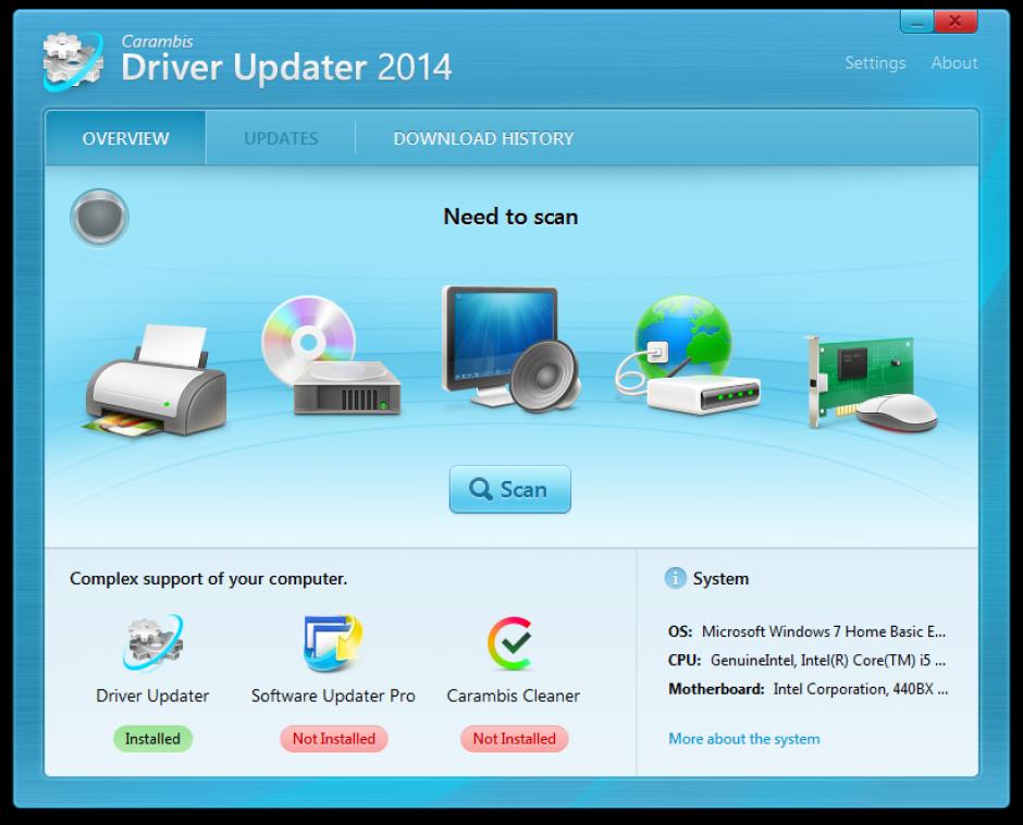 DriverUpdater main screen