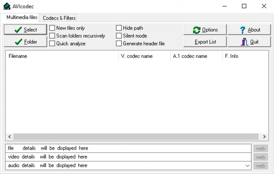 AVIcodec main screen