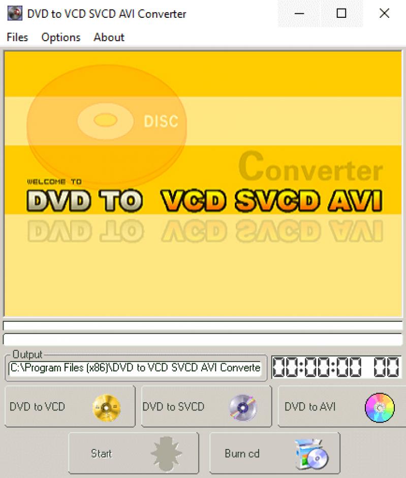DVD to VCD SVCD AVI Converter main screen