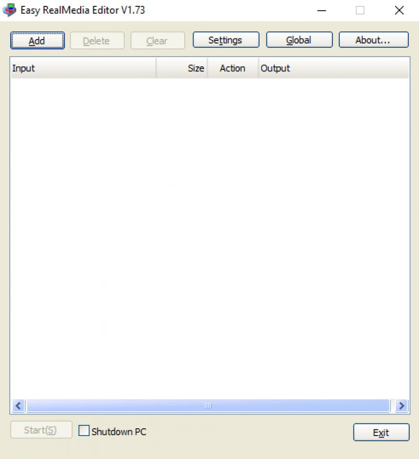 screenshot of program