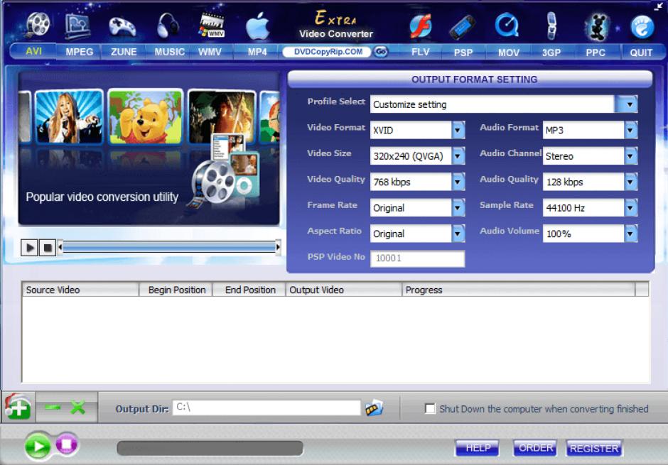 screenshot of program