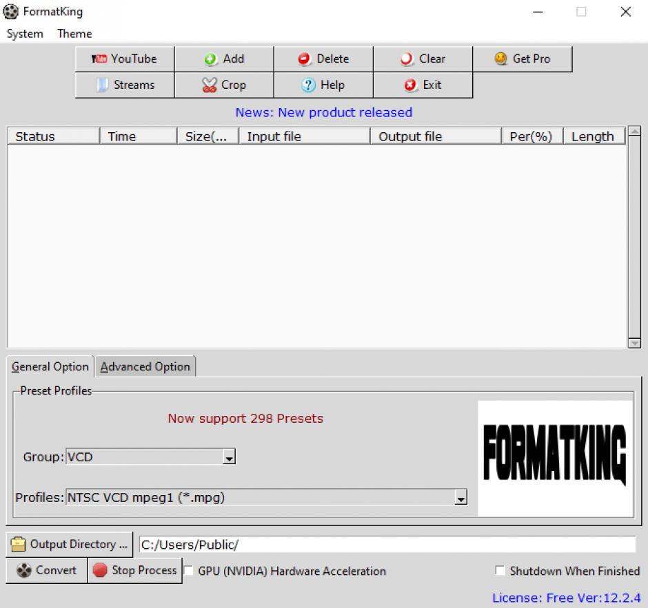 screenshot of program