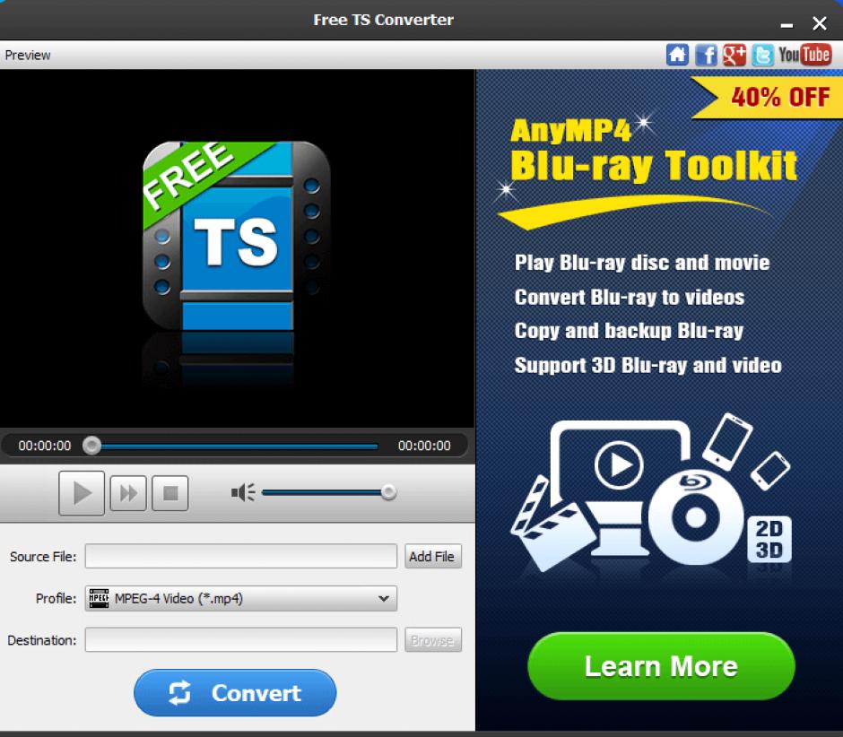 Free TS Converter main screen