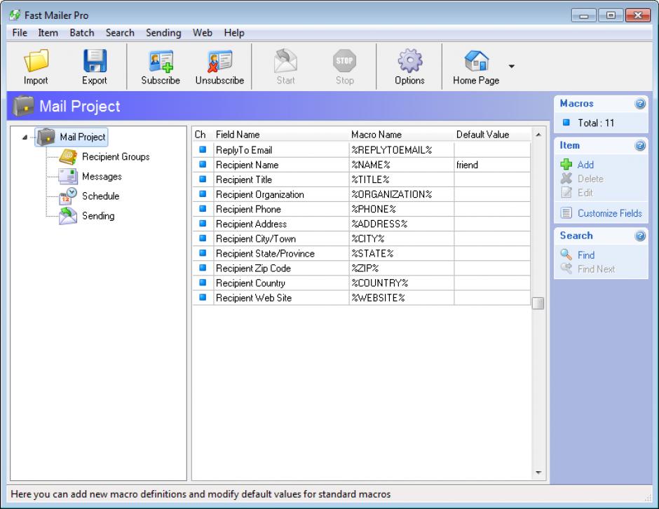 screenshot of program