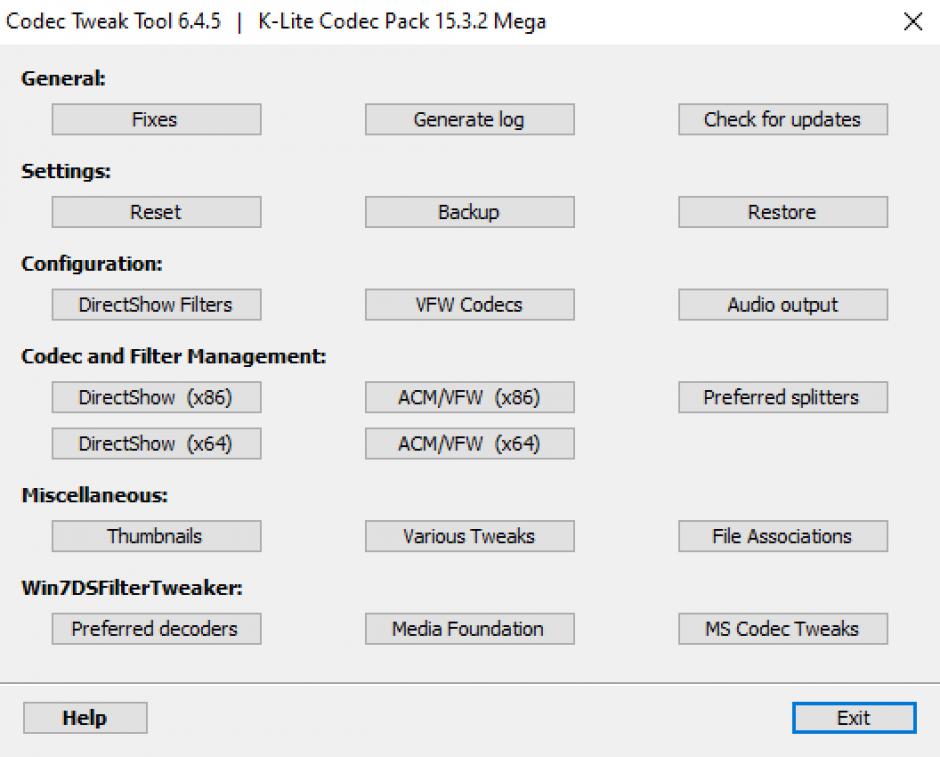 K-Lite Mega Codec Pack main screen