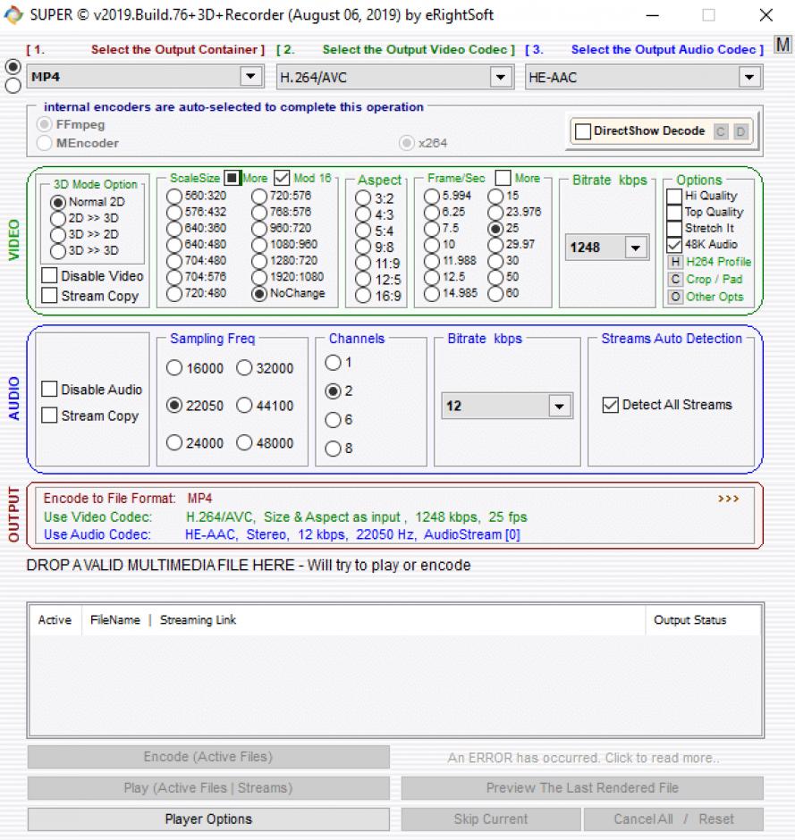 screenshot of program