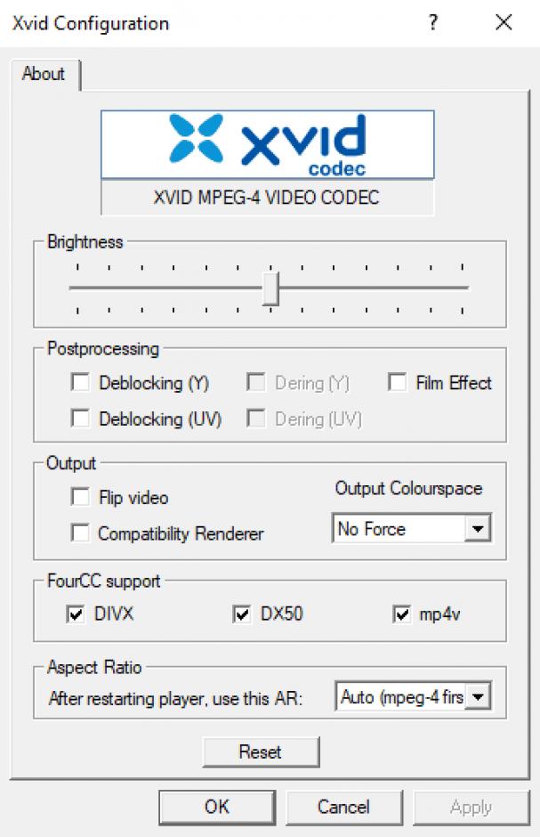 XviD MPEG-4 main screen