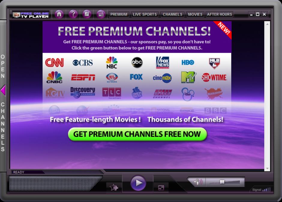 Free Online TV Player main screen