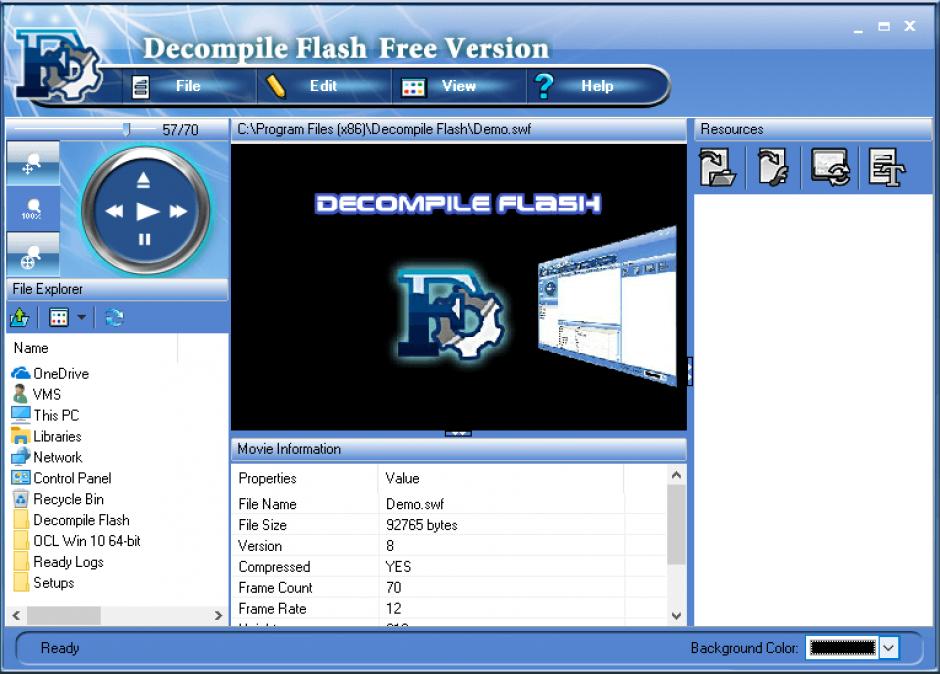 Decompile Flash main screen