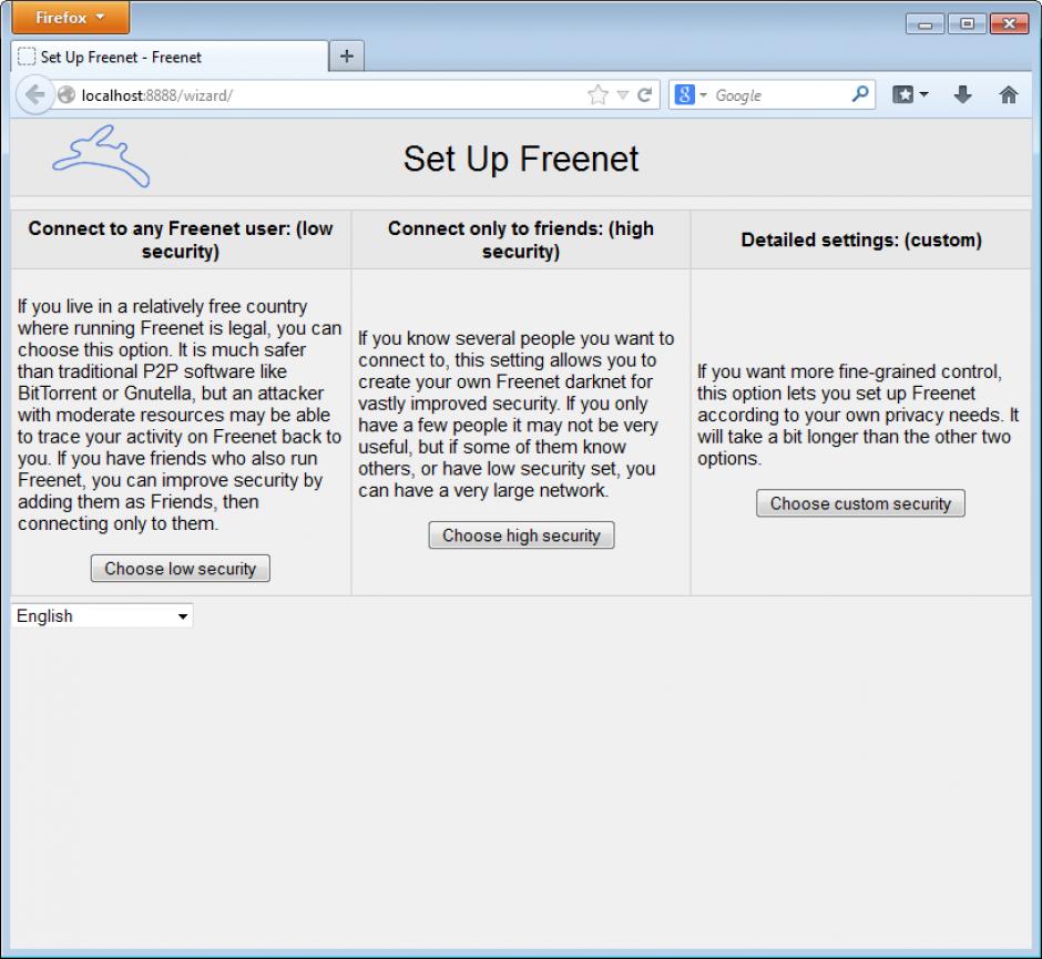 Freenet main screen