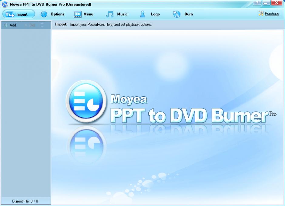 Moyea PPT to DVD Burner Pro main screen