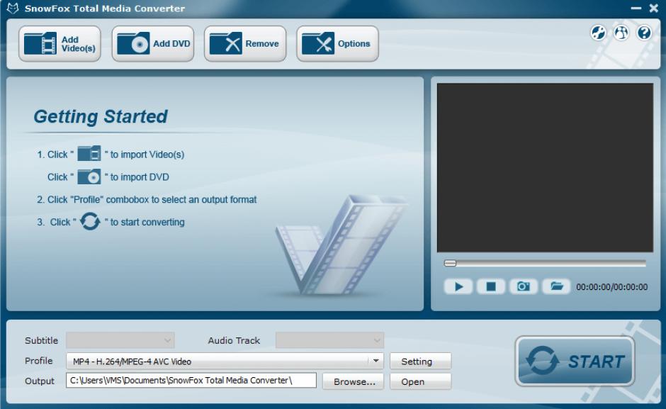 SnowFox Total Media Converter main screen