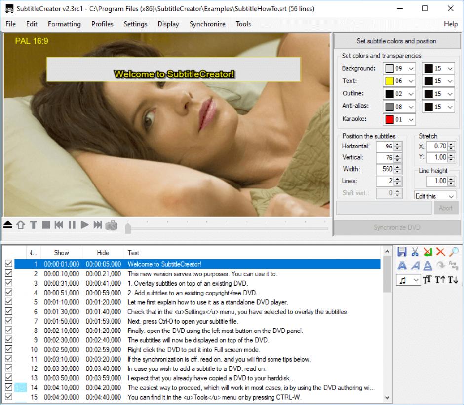 SubtitleCreator main screen