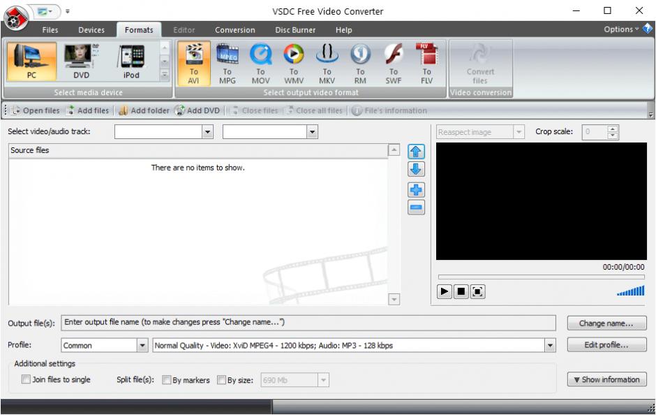 VSDC Free Video Converter main screen