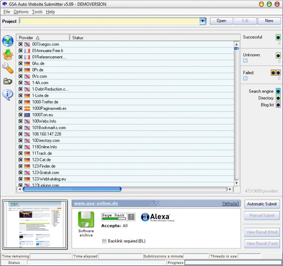 screenshot of program