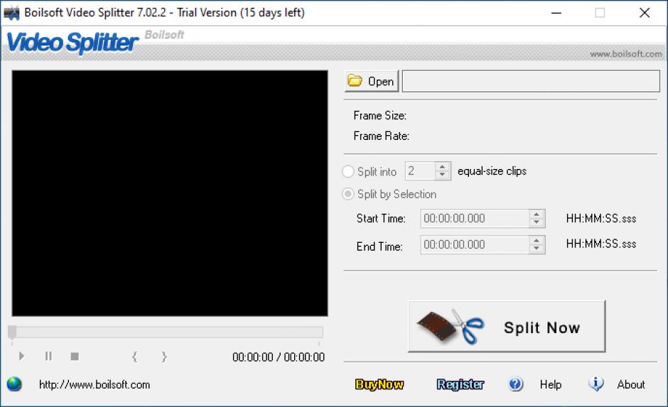 Boilsoft Video Splitter main screen