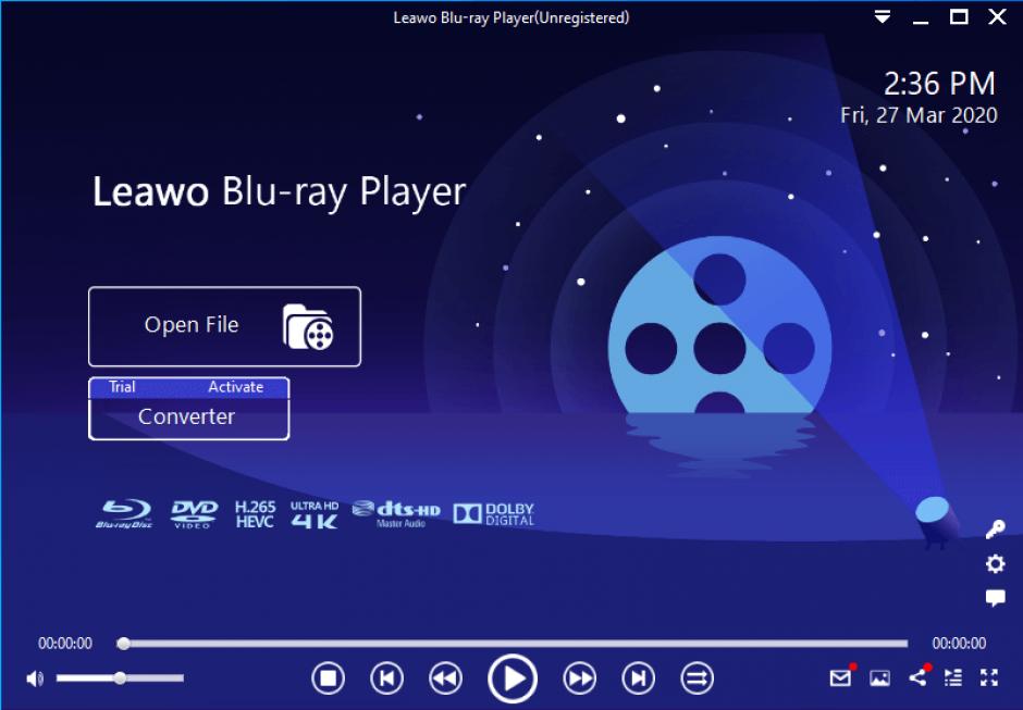Leawo Blu-ray Player main screen