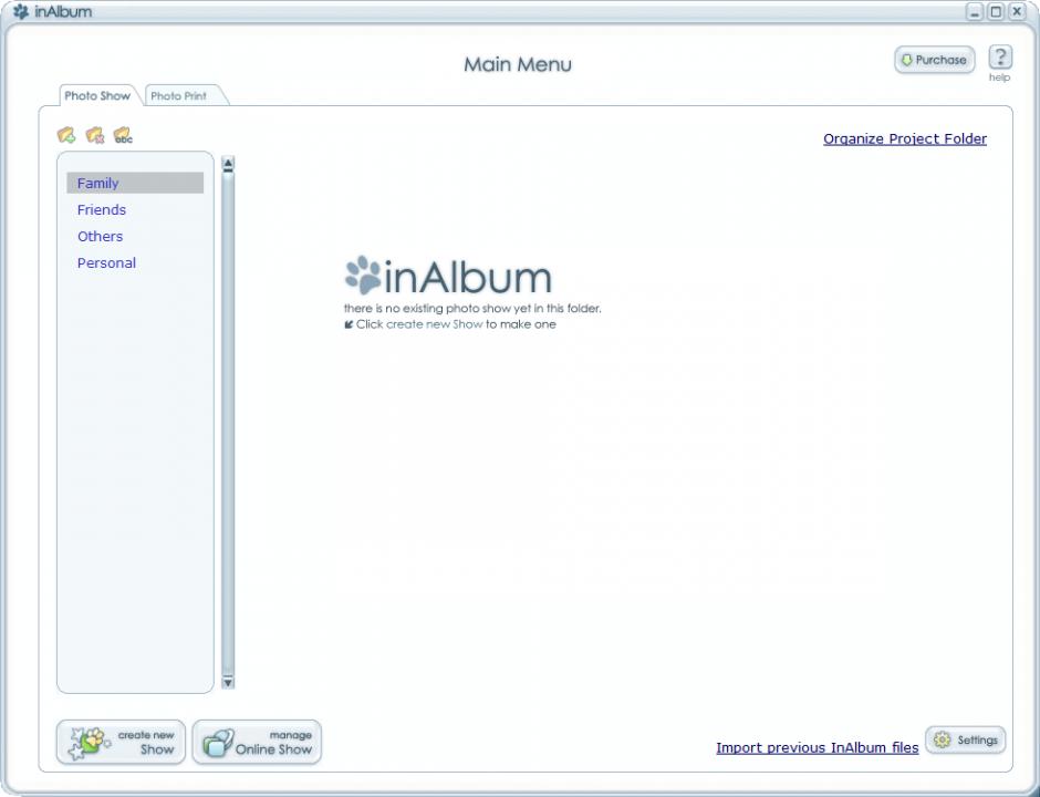 InAlbum 4.0 Deluxe main screen