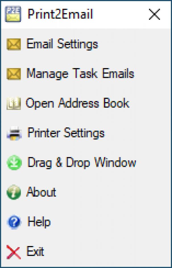 Print2Email main screen