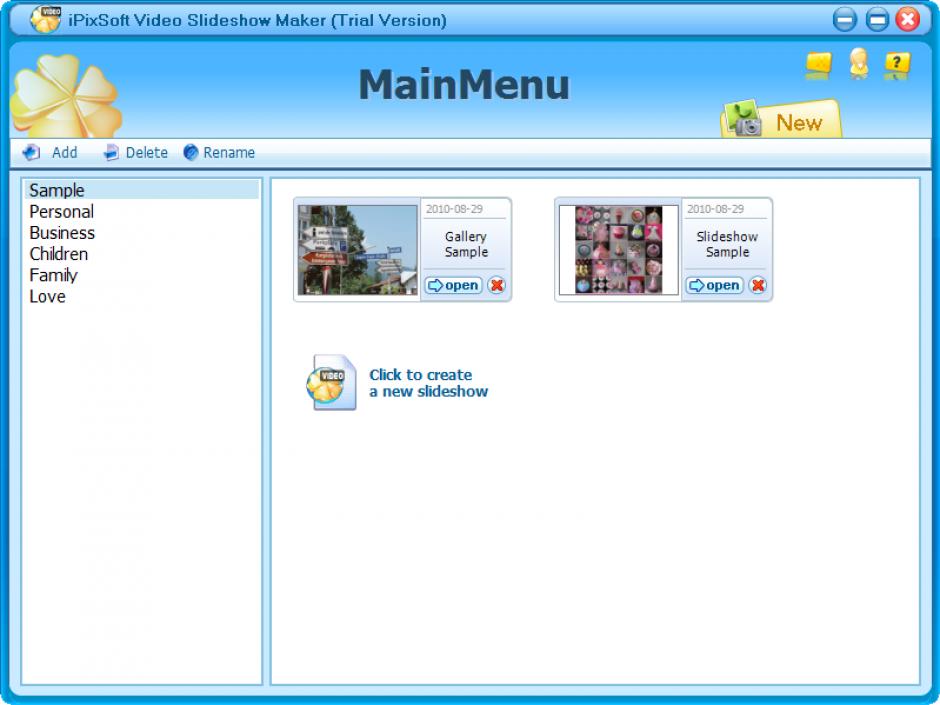 iPixSoft Video Slideshow Maker main screen