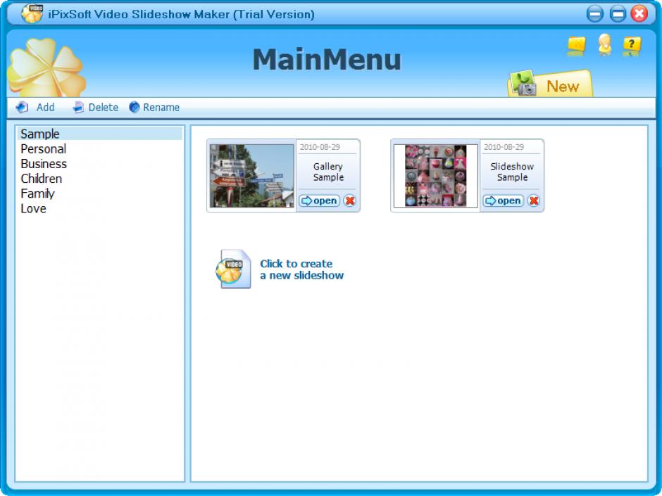 iPixSoft Video Slideshow Maker main screen