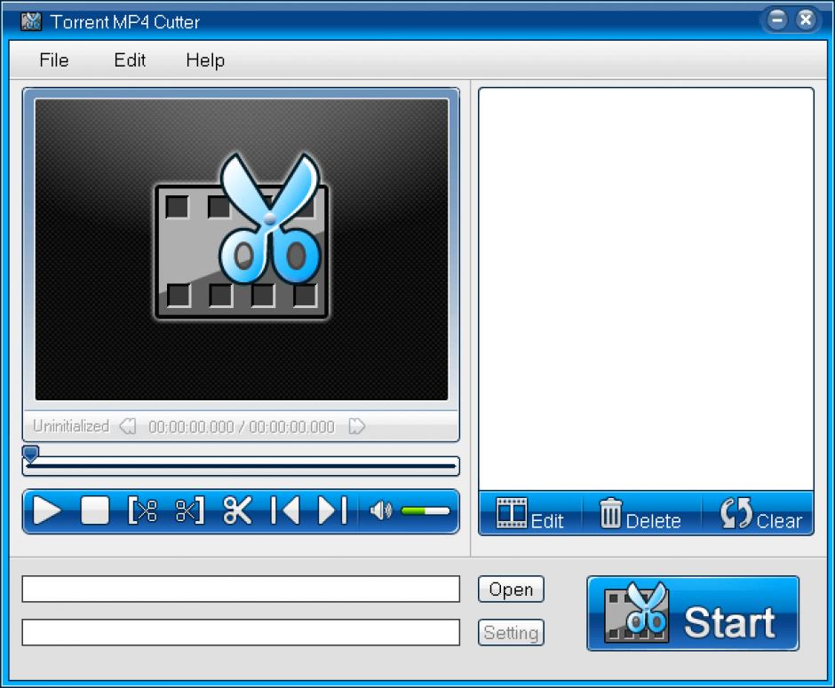 Torrent MP4 Cutter main screen