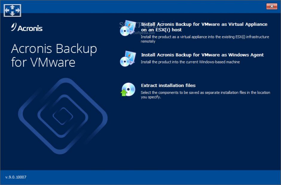 Acronis Backup main screen