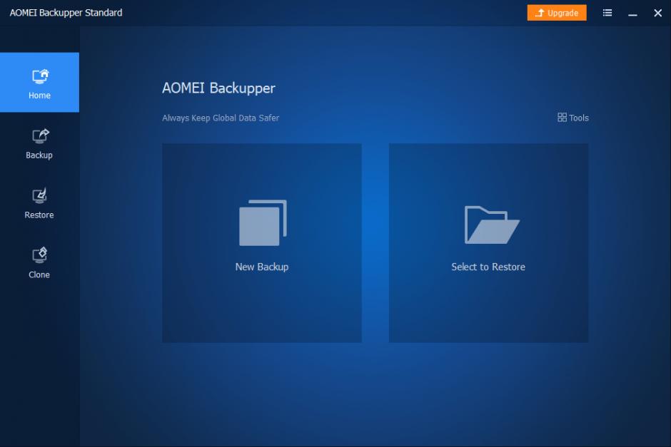 AOMEI Backupper Standard main screen
