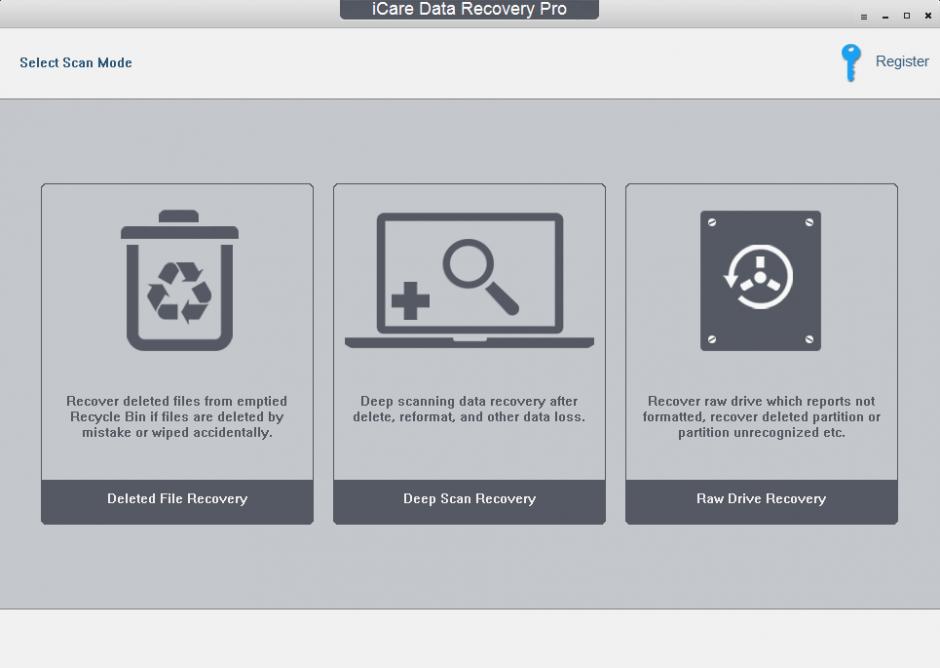 iCare Data Recovery Pro main screen