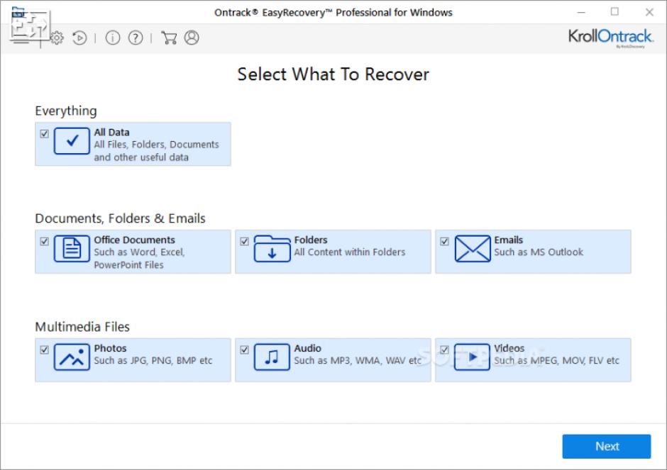 Ontrack Easy Recovery Professional main screen