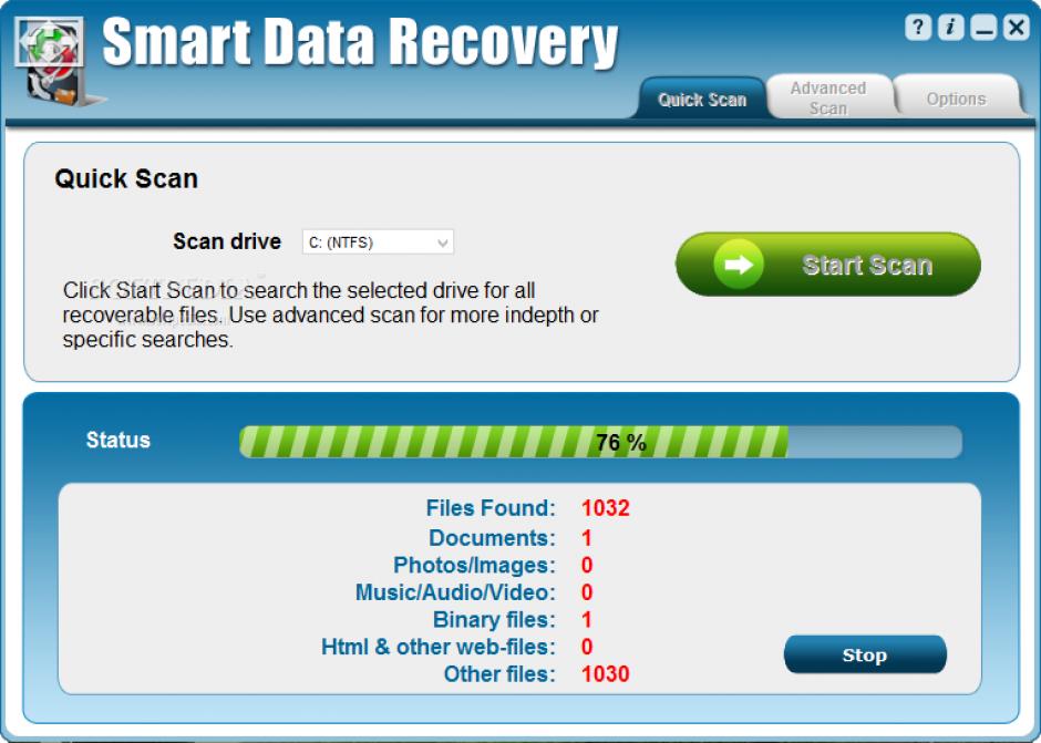 Smart Data Recovery main screen
