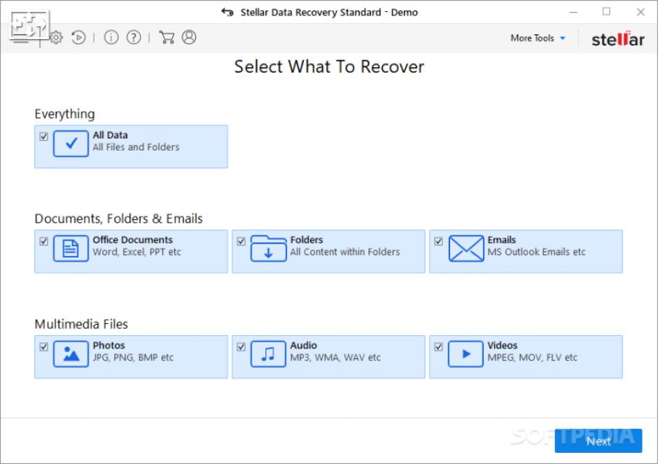 Stellar Data Recovery main screen