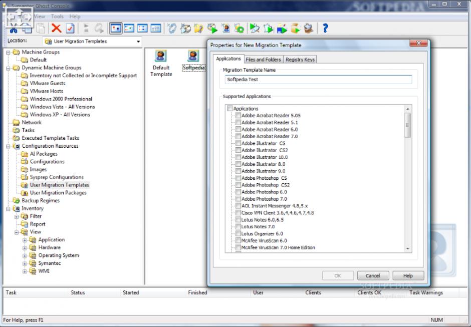 Symantec Ghost Solution Suite main screen