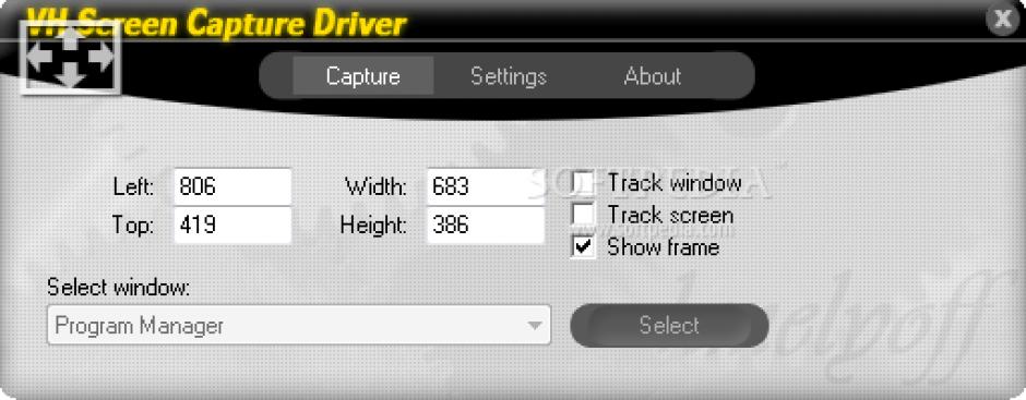 VH Screen Capture Driver main screen